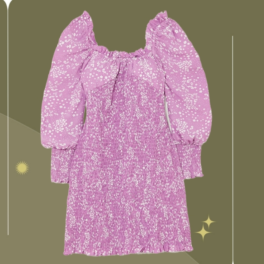🍋✨Faithfull the BrandGombardy Shirred Floral-print Crepe Mini Dress Size 6